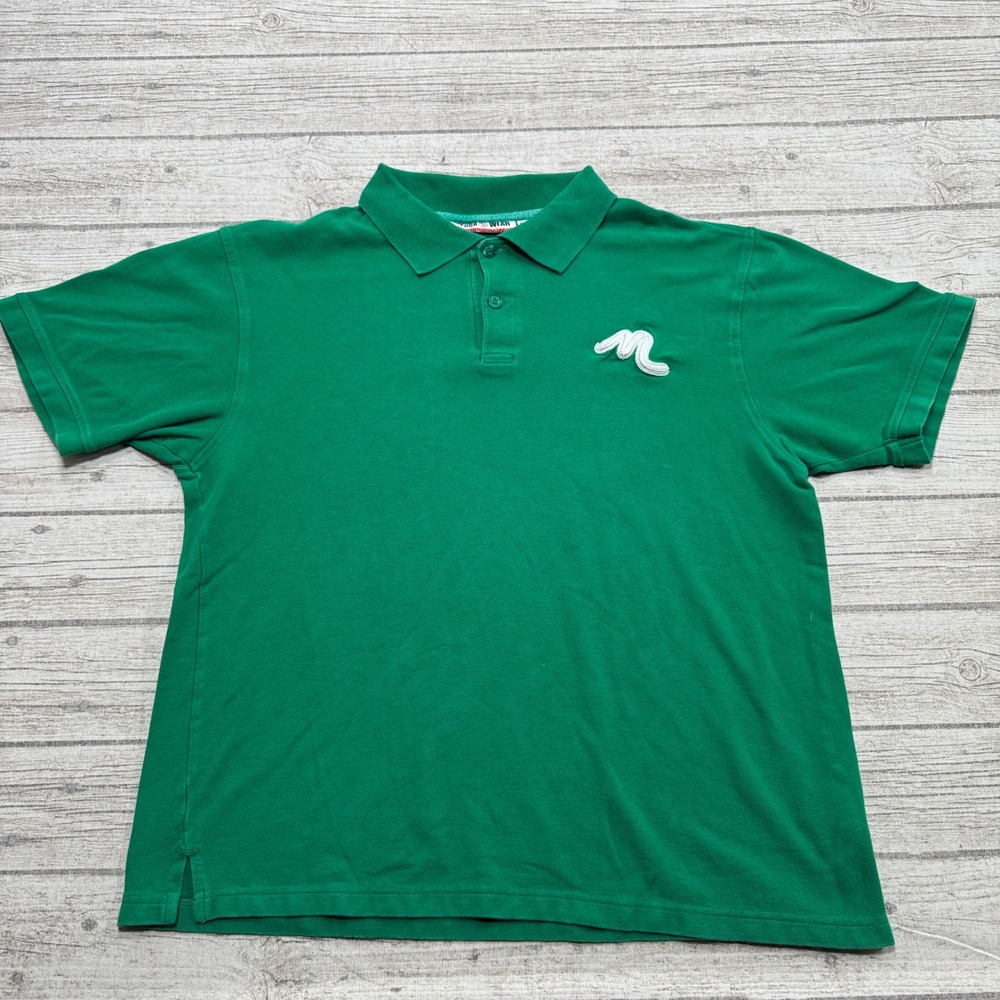 Vintage Mecca Wear Polo Shirt Men's Medium Green Pique Short Sleeve Streetwear